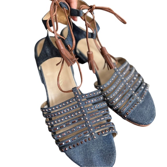 STUART WEITZMAN Skippity Tassel Denim Sandals - Picture 5 of 16